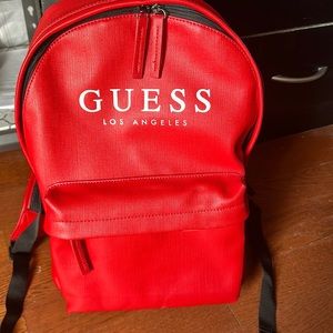 Faux leather GUESS backpack. Red.